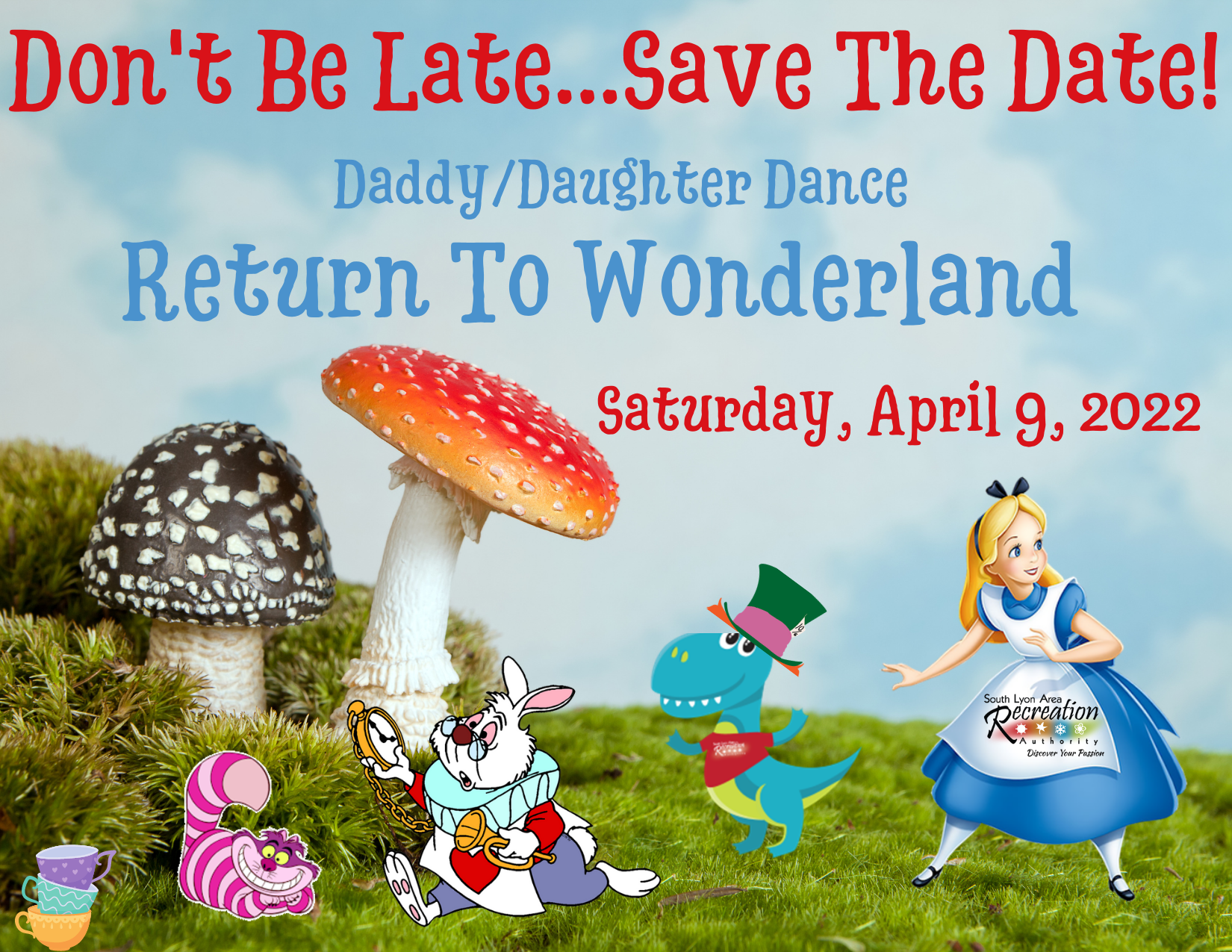 2022 return to wonderland party save the date