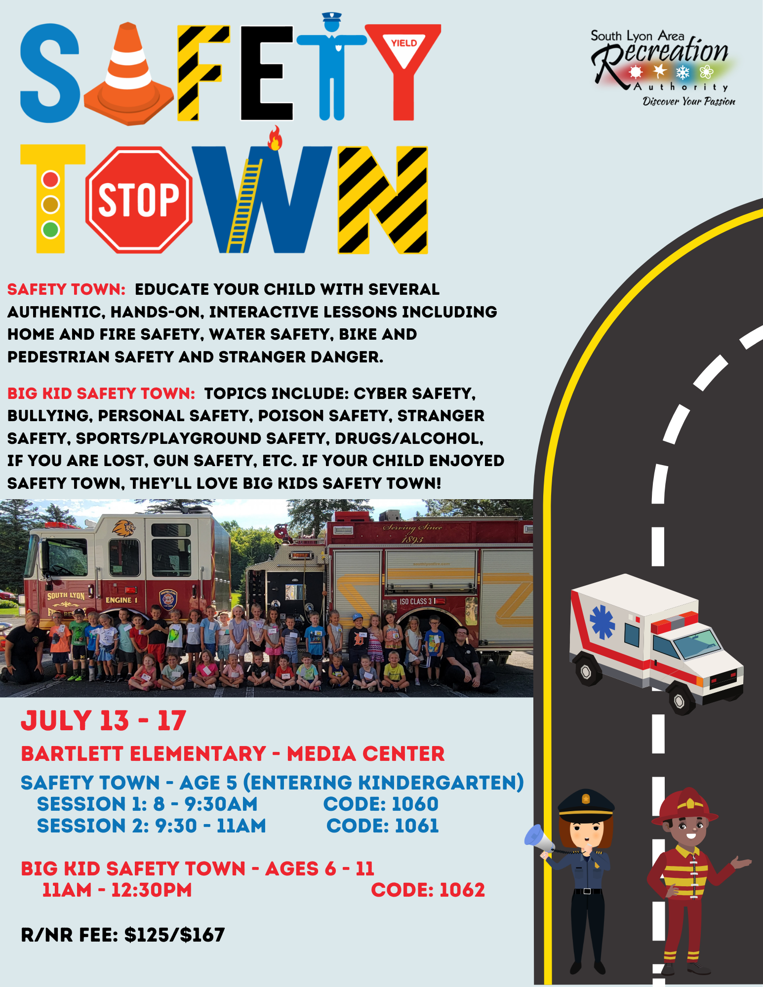 Safety Town event for kids at Bartlett Elementary.